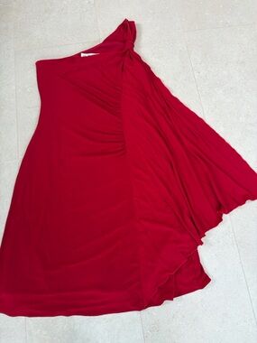 JS Boutique One-Shoulder Crimson Red Evening Gown